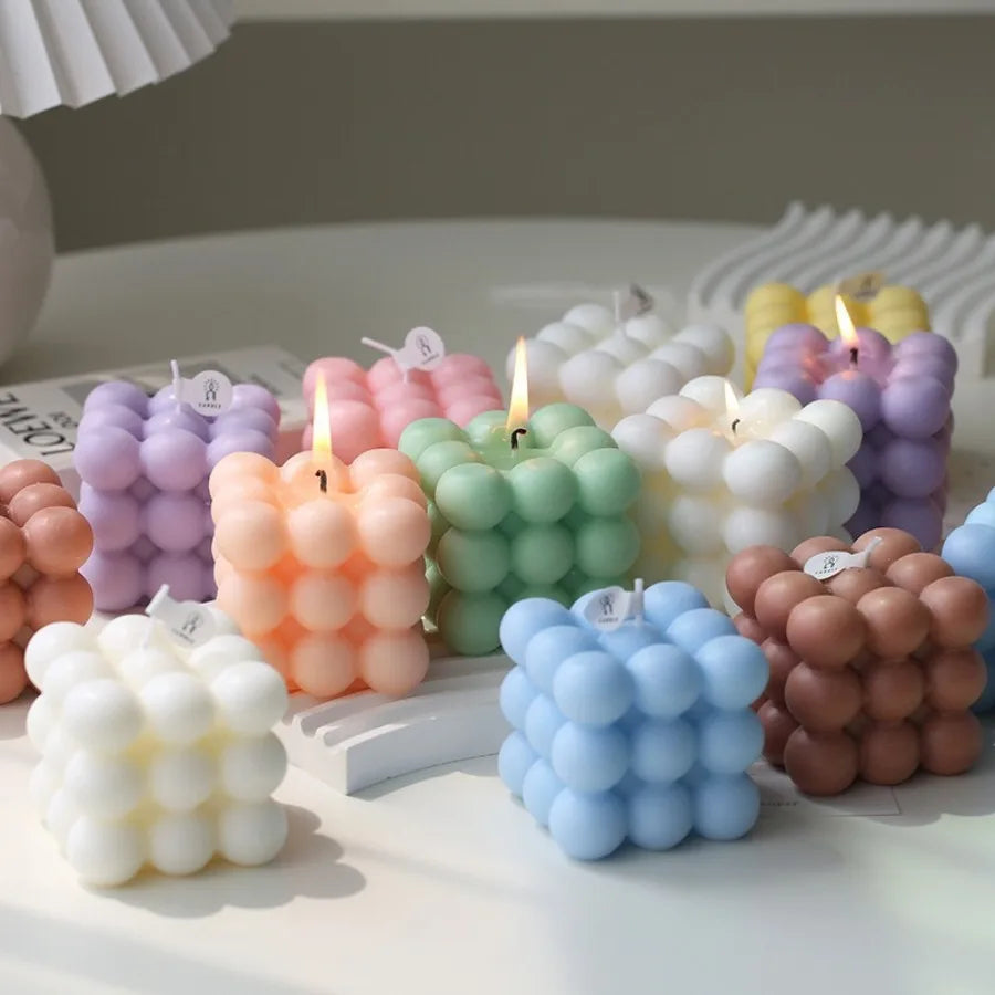 Bubble Cube Candle, Handmade Soy Wax Scented Decor Candle