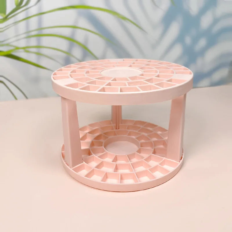 Rotating Makeup Brush Holder, 5 Slot Striped Vanity Organizer