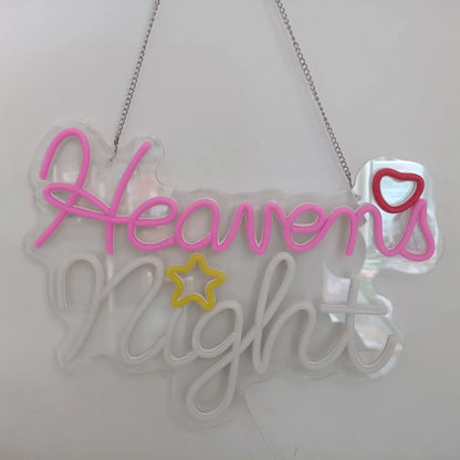 Heaven LED Neon Sign, Script Word Wall Light for Bedroom Decor