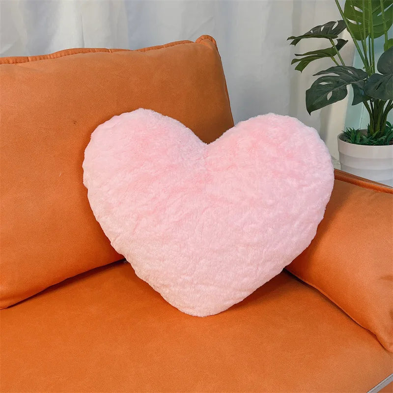 Pink Heart Throw Pillow, Soft Plush Cushion, 30 x 40 cm