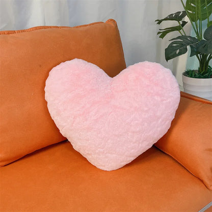 Pink Heart Throw Pillow, Soft Plush Cushion, 30 x 40 cm