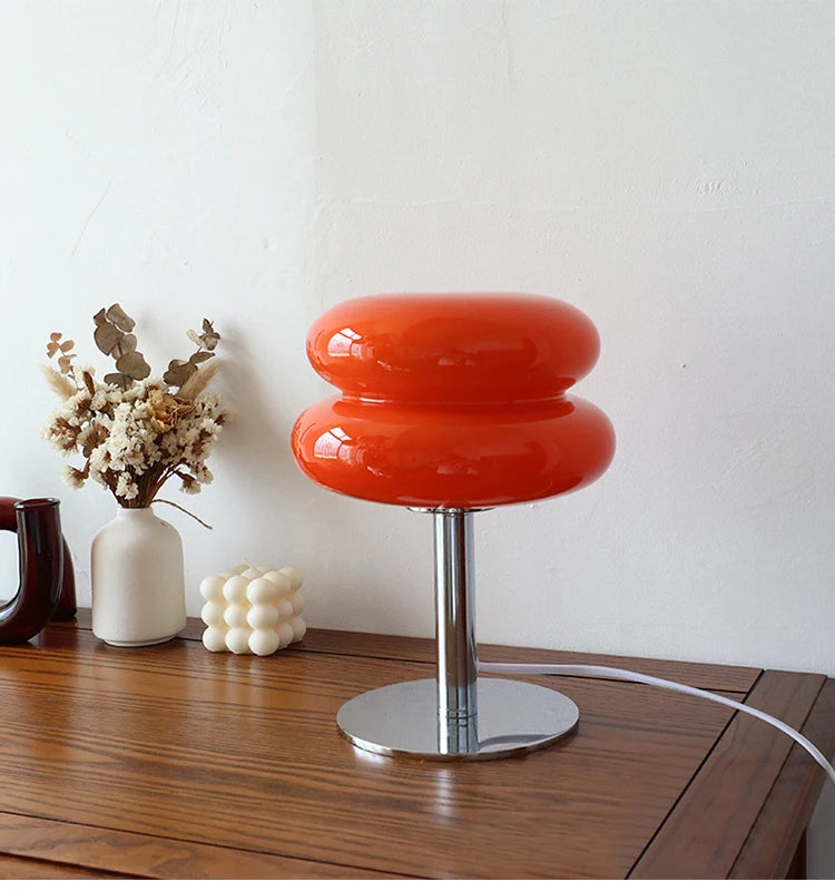 Macaron Glass Table Lamp, Pastel USB Bedside Lamp for Bedroom