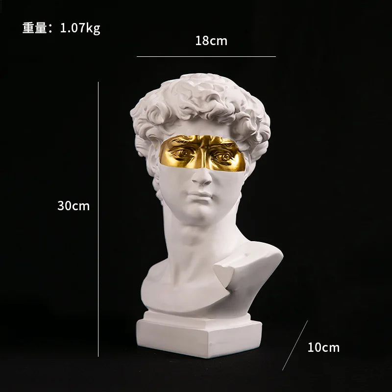 David Head Bust Statue, Resin Renaissance Sculpture Home Decor