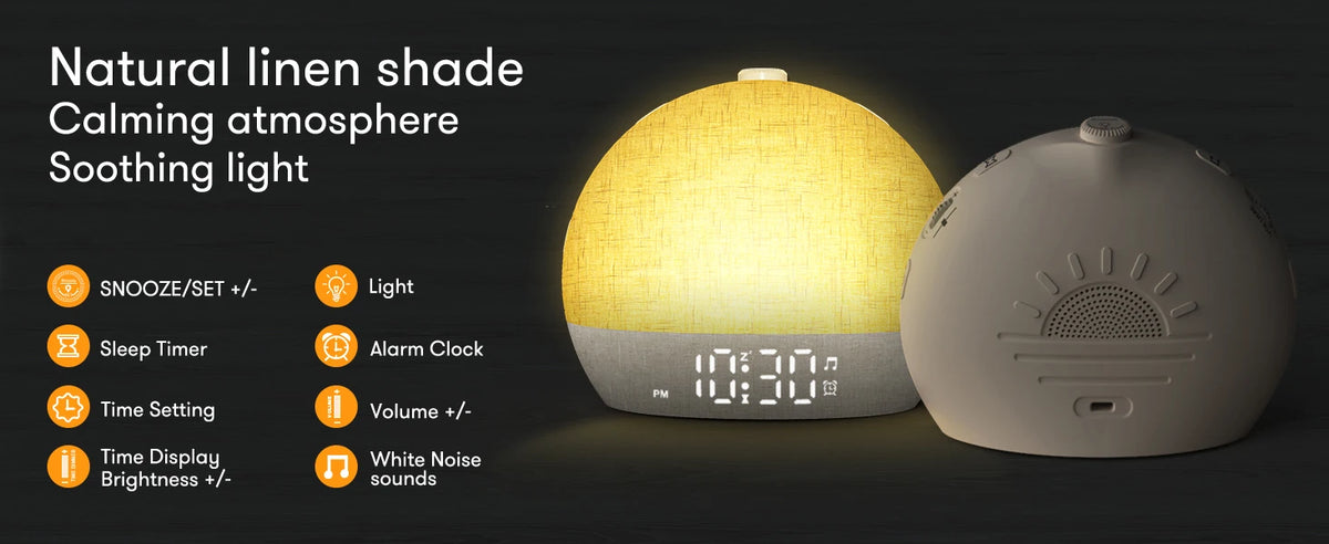 Sunrise Alarm Clock with White Noise and RGB Light