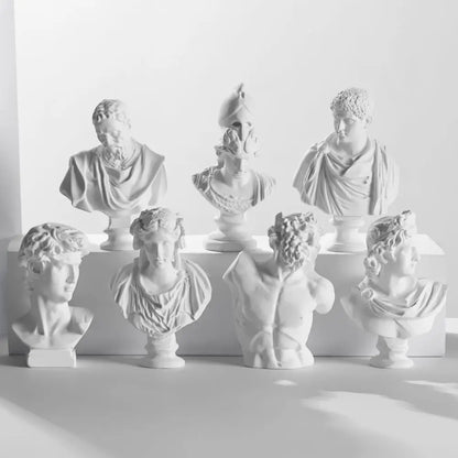 Mini Greek Bust Statue, Plaster Style Resin Figurine