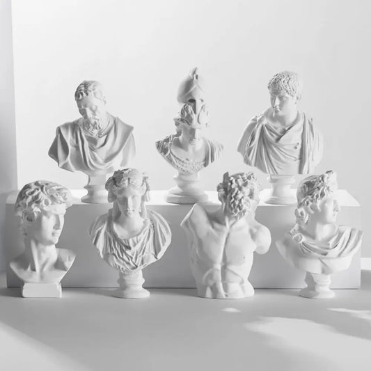 Mini Greek Bust Statue, Plaster Style Resin Figurine