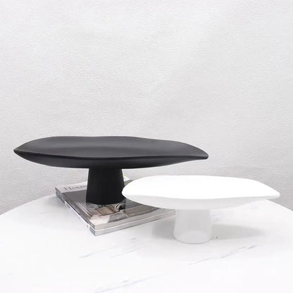 Pedestal Fruit Tray, Modern Resin Footed Dish, White or Black
