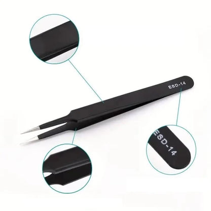 Precision Stainless Steel Tweezers Set, 6 Pieces