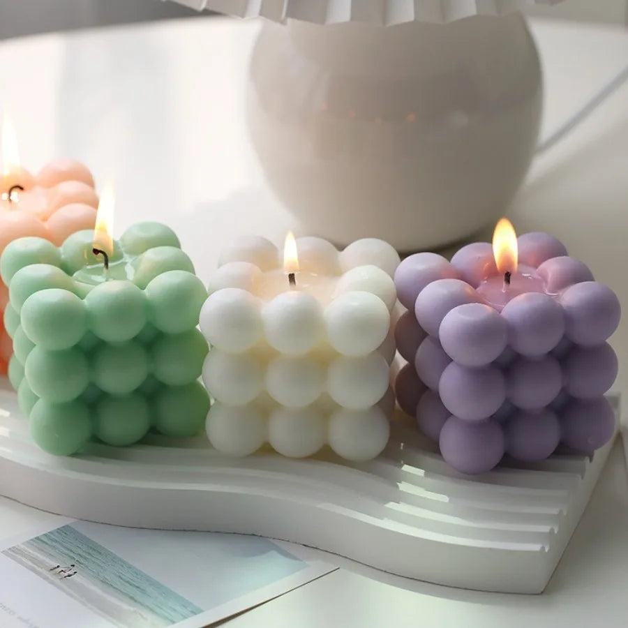 Bubble Cube Candle, Handmade Soy Wax Scented Decor Candle