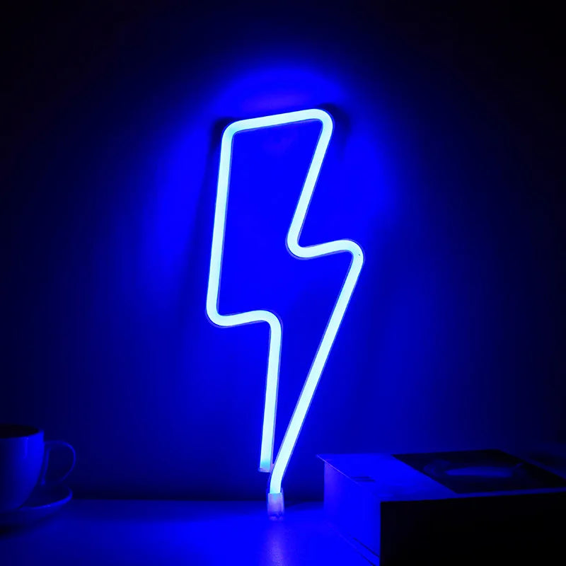 Lightning Bolt Neon Table Light, USB or Battery LED Desk Lamp