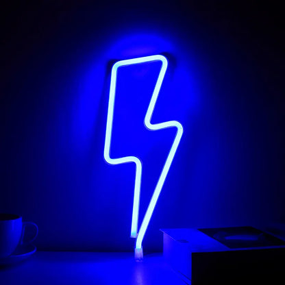 Lightning Bolt Neon Table Light, USB or Battery LED Desk Lamp