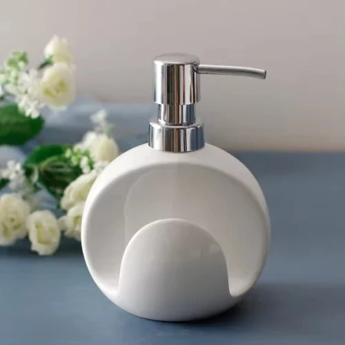 2-in-1 Ceramic Soap Dispenser with Sponge Holder