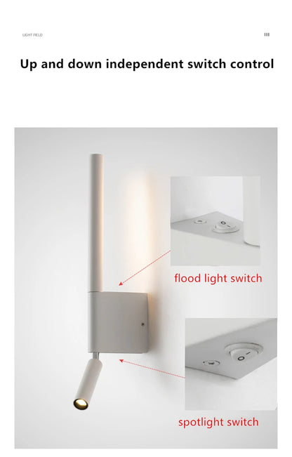 330-Degree Rotating Bedside LED Wall Light