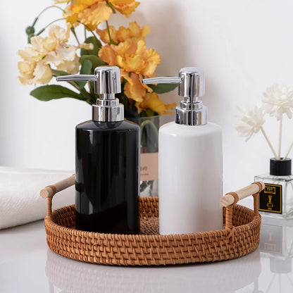 Ceramic Soap Dispenser, Glossy 10 oz Refillable Pump Bottle