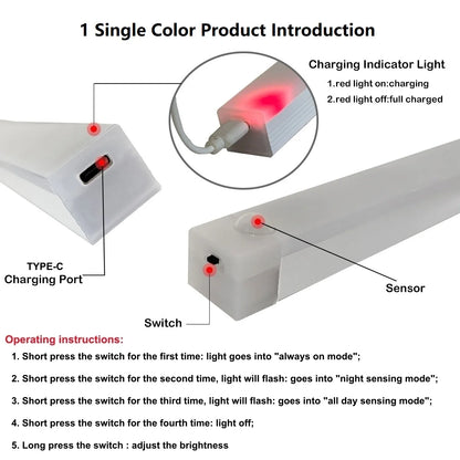 Motion Sensor LED Light Bar, Wireless Rechargeable Closet Light