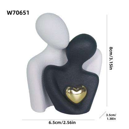Couple Hugging Heart Sculpture, Modern Resin Love Figurine