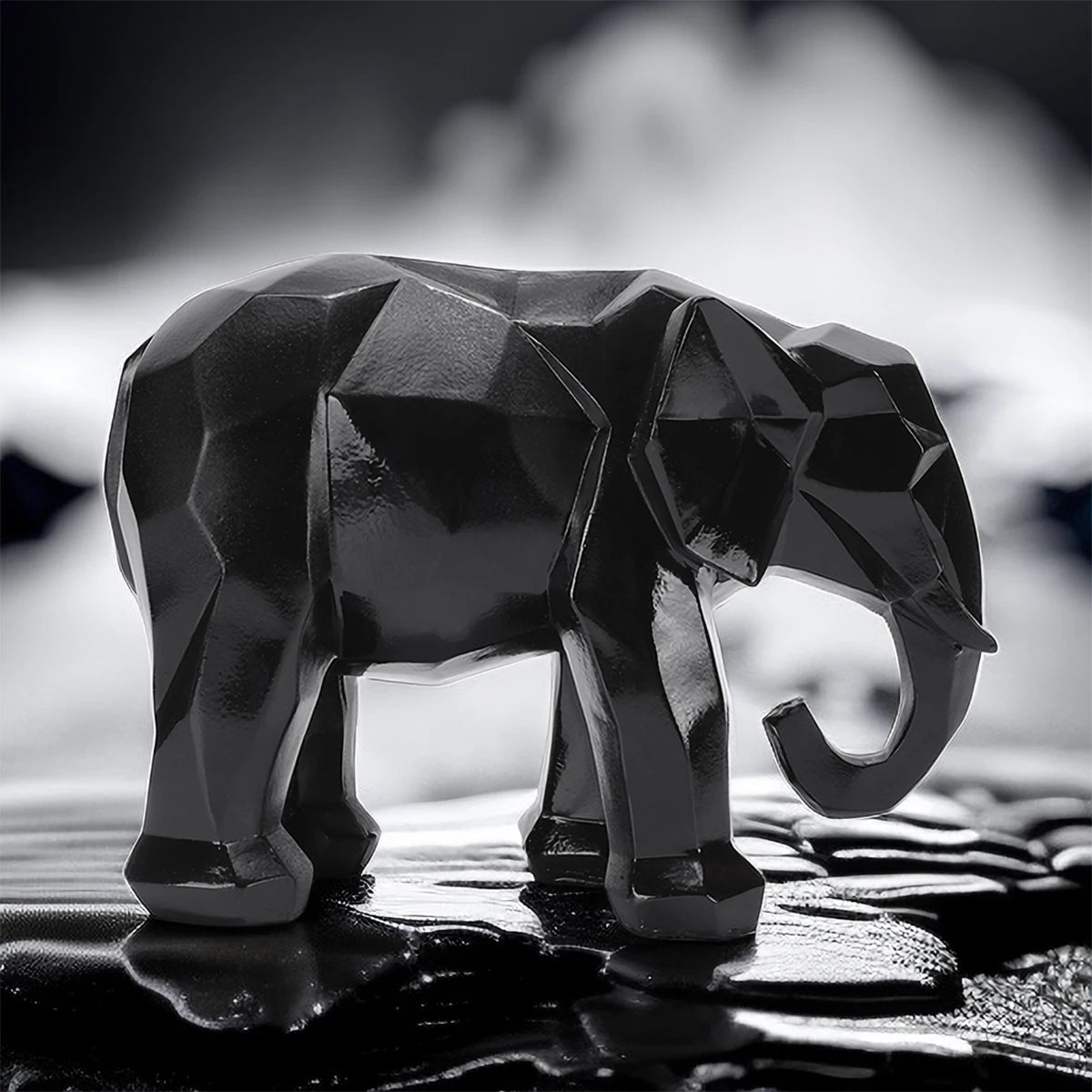 Boho Elephant Resin Statue, Vintage Ethnic Shelf Sculpture