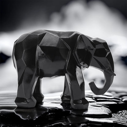 Boho Elephant Resin Statue, Vintage Ethnic Shelf Sculpture
