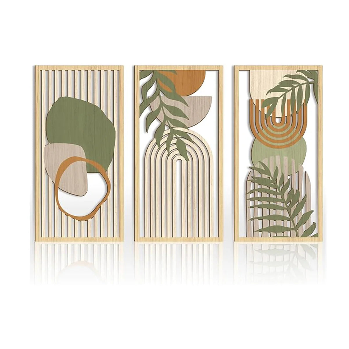 Bohemian Wooden Wall Art Set of 3, Hollow Geometric Wall Plaques