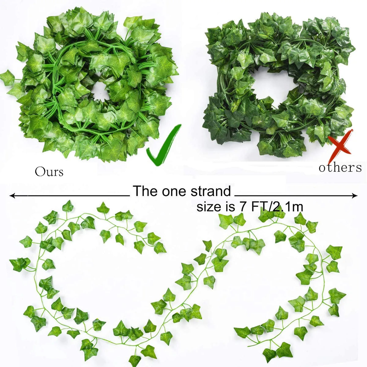 Artificial Ivy Garland, 12 Pack Faux Greenery Vines, 2 m Each
