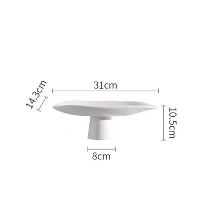 Pedestal Fruit Tray, Modern Resin Footed Dish, White or Black