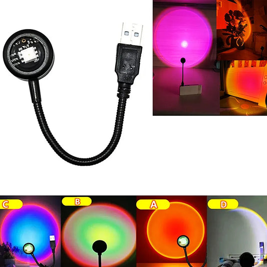 Rainbow Sunset Lamp Projector, USB LED Mood Light for Bedroom