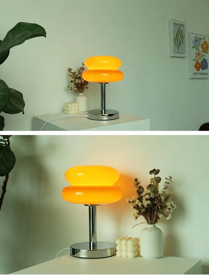 Macaron Glass Table Lamp, Pastel USB Bedside Lamp for Bedroom