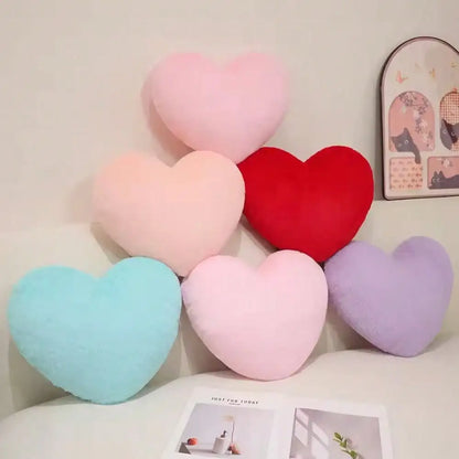 Pink Heart Throw Pillow, Soft Plush Cushion, 30 x 40 cm
