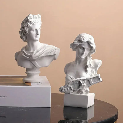 Mini David Bust Statue, White Resin Michelangelo Replica
