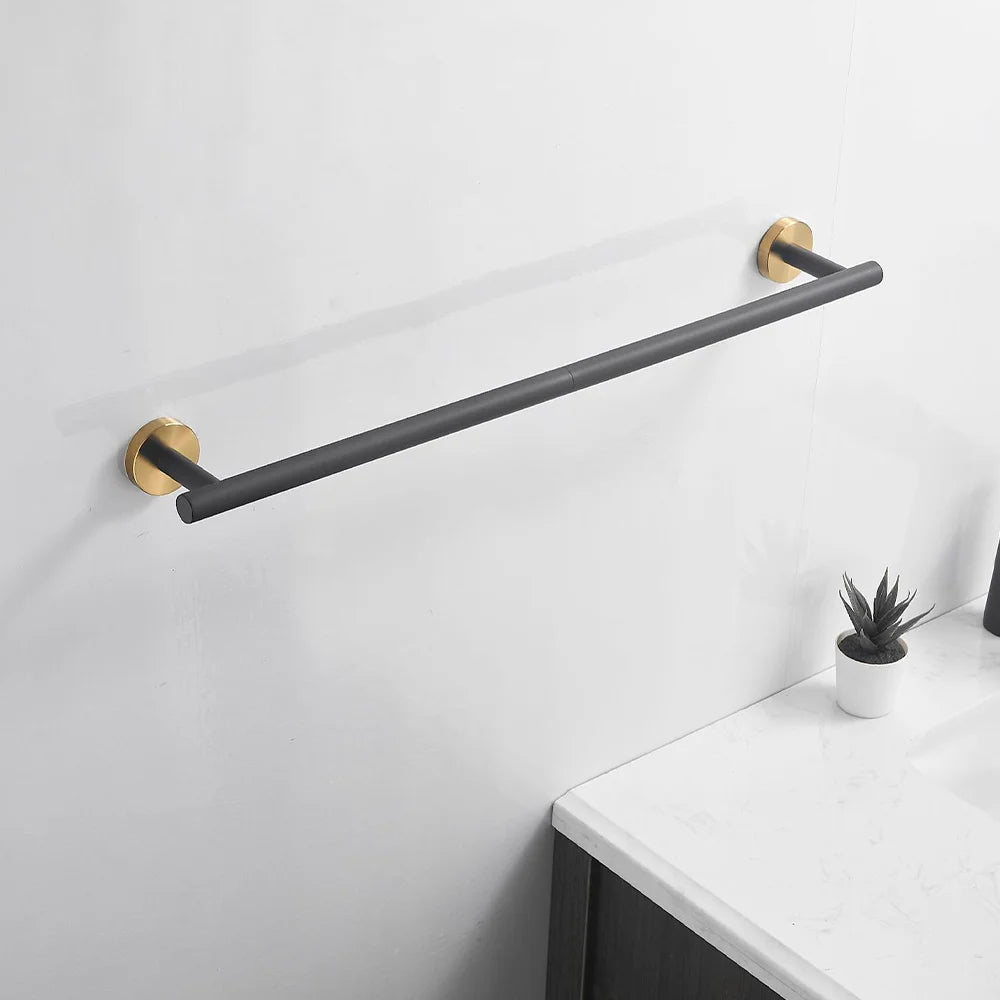 Wall Mounted Towel Bar, Stainless Steel Bathroom Rack, Gold or Black