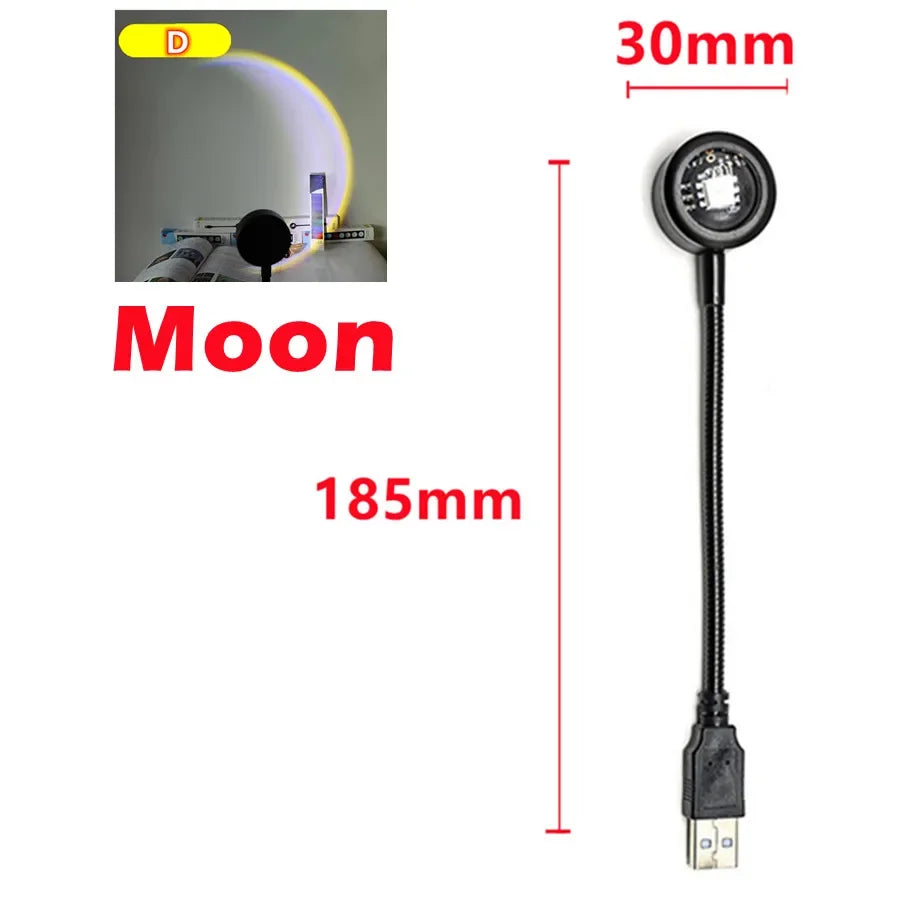 Rainbow Sunset Lamp Projector, USB LED Mood Light for Bedroom