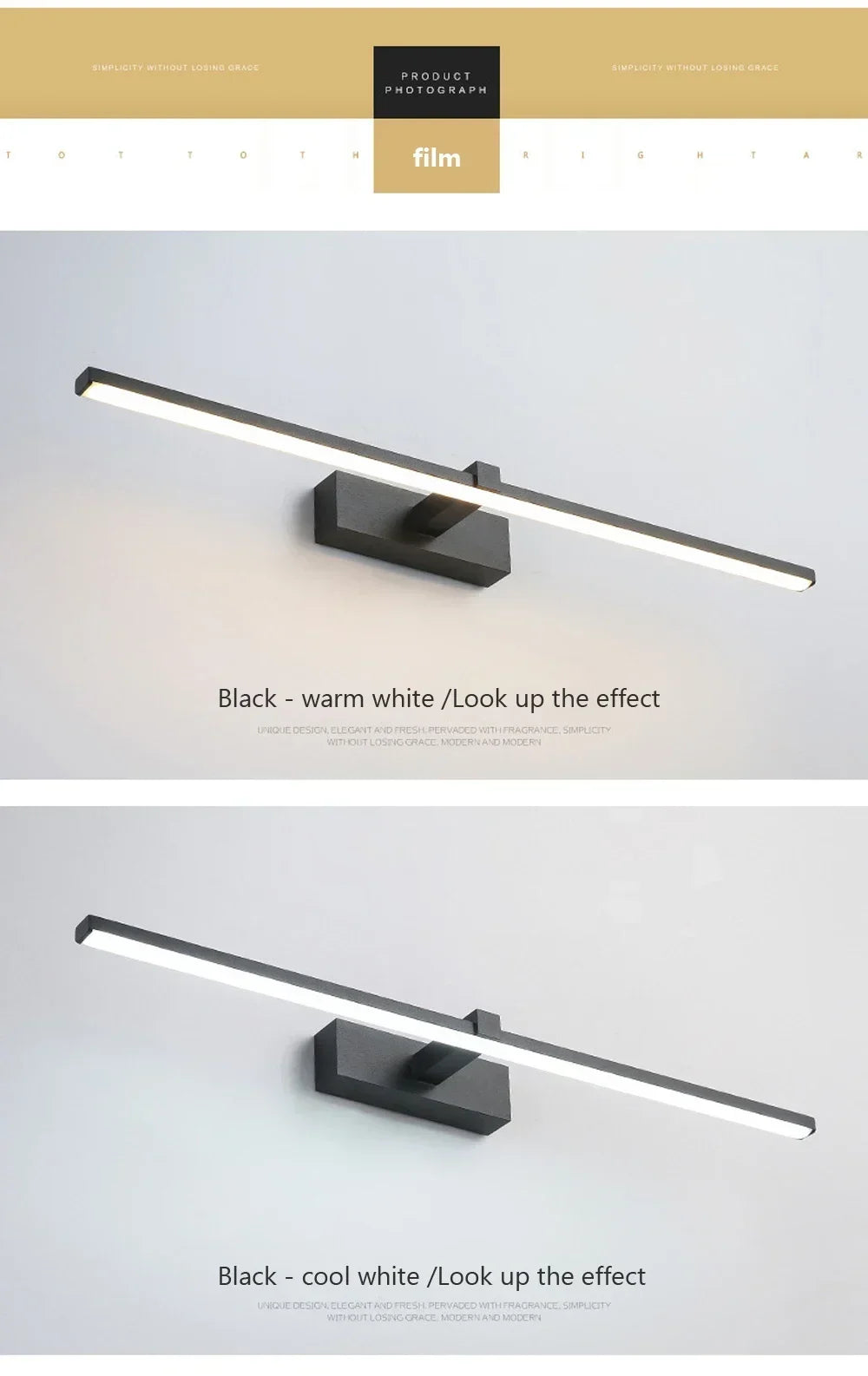 LED Vanity Wall Light, Modern Bathroom Sconce with Acrylic Shade