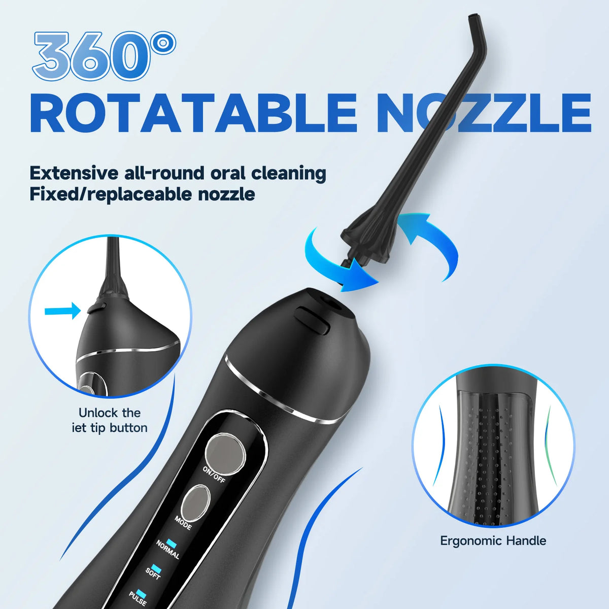 Cordless Rechargeable Water Flosser with 4 Nozzles