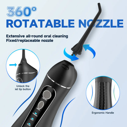 Cordless Rechargeable Water Flosser with 4 Nozzles