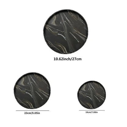 Round Vanity Tray, Decorative Marble Pattern Bathroom Organizer