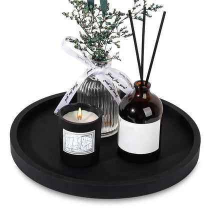 Round Vanity Tray, Decorative Marble Pattern Bathroom Organizer