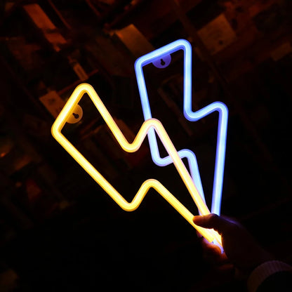 Lightning Bolt Neon Table Light, USB or Battery LED Desk Lamp