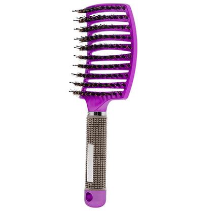 Detangling Hair Brush, Curved Vented Boar and Nylon Bristle