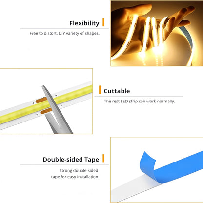 USB COB LED Light Strip with Touch Dimmer