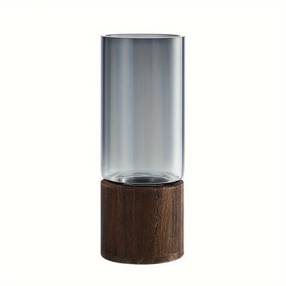 Hydroponic Glass Vase with Wooden Base, Plant Propagation Station