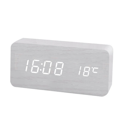 Wooden Digital Alarm Clock with Temperature