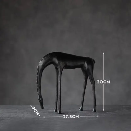 Black Cast Iron Abstract Horse and Deer Statue