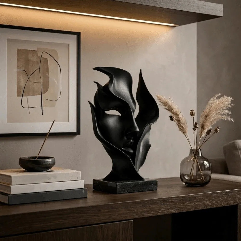 Abstract Half Face Sculpture, 3D Printed Modern Face Statue