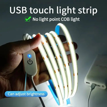 USB COB LED Light Strip with Touch Dimmer
