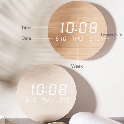 LED Digital Wall Clock with Date and Temperature