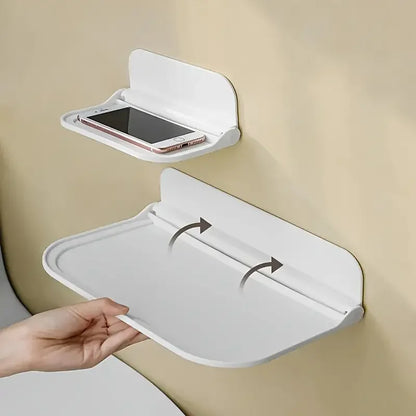 Foldable Wall Shelf, No Drill Floating Shelf for Bathroom