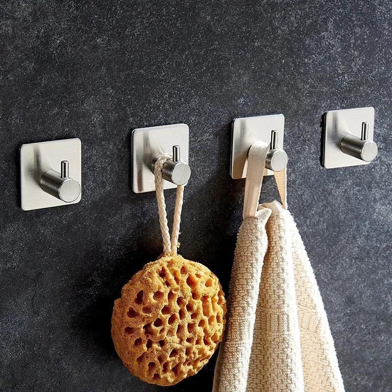 Adhesive Wall Hook, 304 Stainless Steel No Drill Towel Hook