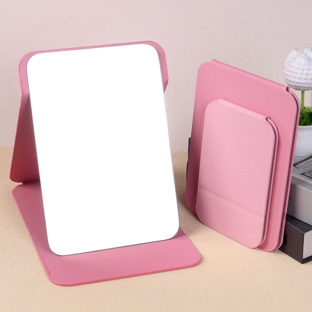 Foldable PU Leather Desktop Makeup Mirror