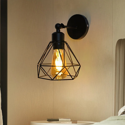 Black Swing Arm Wall Lamp, Iron Bedside Reading Sconce, E27