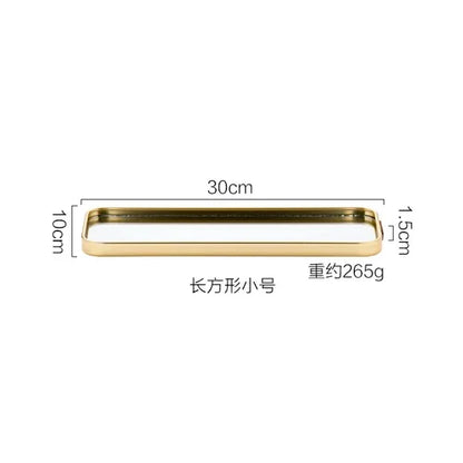 Gold Mirror Tray, Rectangular or Oval Glass Vanity Tray
